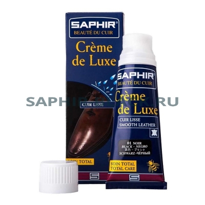 Крем для гладкой кожи, тюбик с губкой, Saphir Creme de luxe